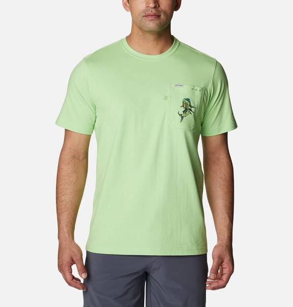 Columbia PFG T-Shirt Green Blue For Men's NZ16759 New Zealand